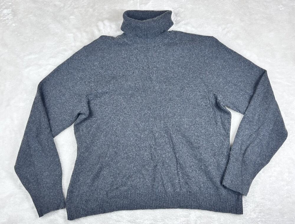 Pursuits Ltd 100% Cashmere Turtleneck Sweater Womens Large Grey Long Sleeve